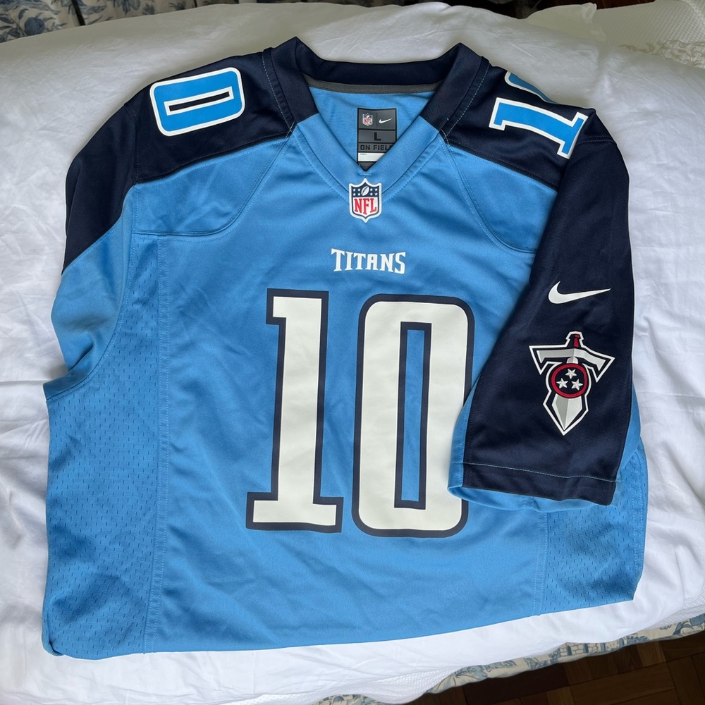 AUTHENTIC LARGE NFL Tennessee Titans Powder Blue home #10 Jake Locker Jersey